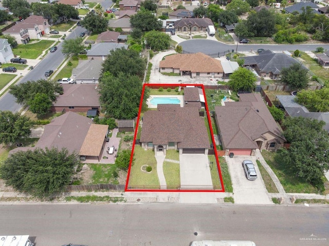 3908 Hill Crest Dr, Mission, TX 78573 - aerial perspective of suburban area featuring property boundaries highlighted