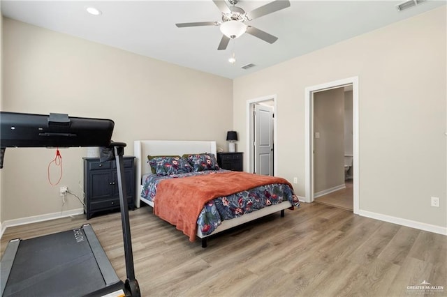 6327 Cascada Bend Rd, Mcallen, TX 78504 - bedroom featuring light wood finished floors, recessed lighting, and ceiling fan