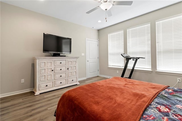6327 Cascada Bend Rd, Mcallen, TX 78504 - bedroom with light wood-style flooring, recessed lighting, and ceiling fan