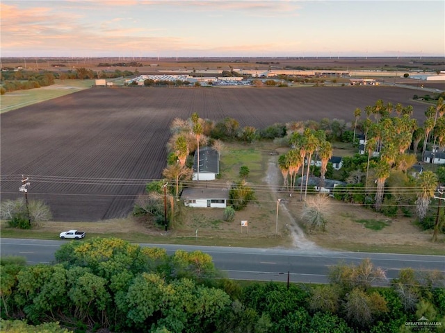 view of aerial view at dusk