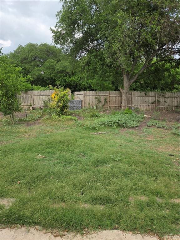 view of yard with a fenced backyard