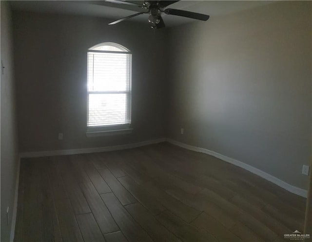 7612 N 40th St, Mcallen, TX 78504 - unfurnished room featuring dark wood-style floors, a ceiling fan, and baseboards