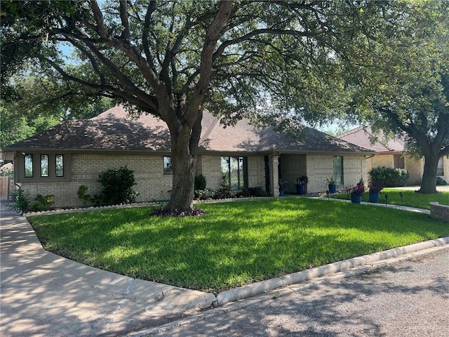 view of front of house featuring a front lawn and brick siding