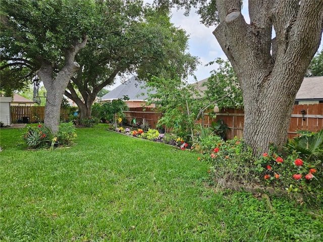 view of yard with a fenced backyard