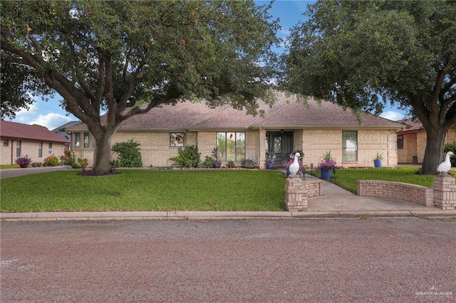 2709 Palmer Dr, Pharr, TX 78577 - mid-century modern home with a front lawn and brick siding