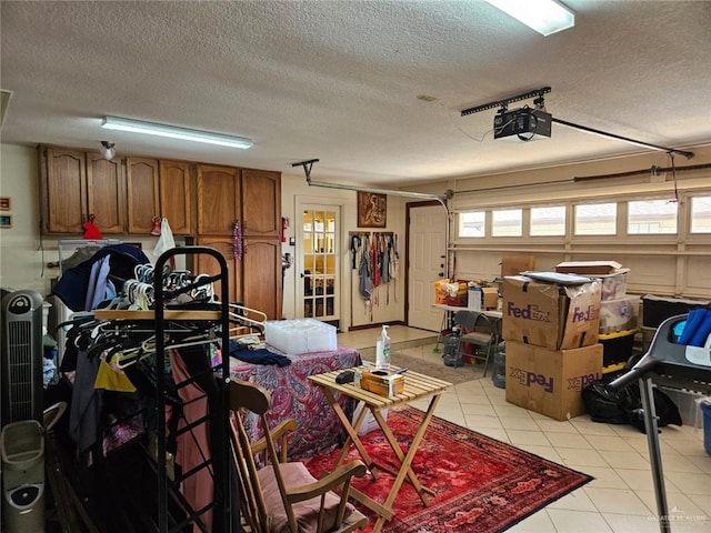 garage with a garage door opener