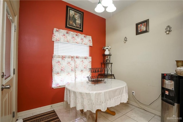 dining space with light tile patterned floors