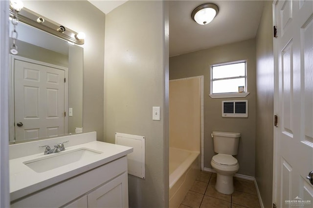 bathroom with vanity, tile patterned floors, and toilet