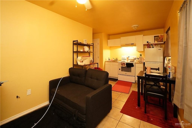 tiled living room with sink