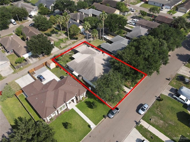 2008 Mesquite St, Edinburg, TX 78539 - aerial perspective of suburban area featuring property parcel outlined