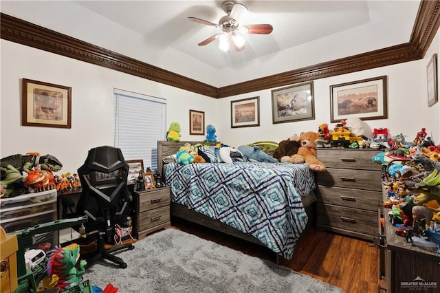 bedroom featuring ceiling fan and wood finished floors