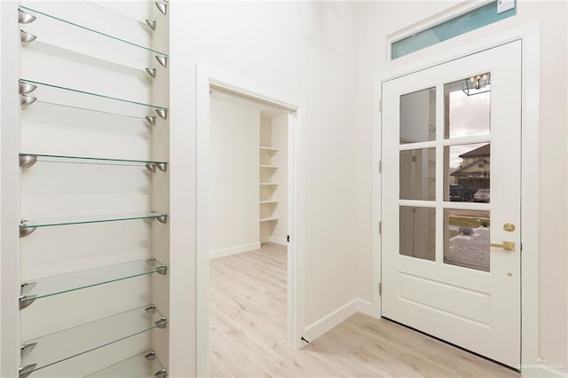 doorway featuring light hardwood / wood-style floors