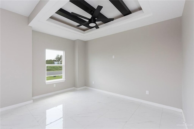9206 N 25th Ln, Mcallen, TX 78504 - spare room with a raised ceiling, light marble finish floors, baseboards, and a ceiling fan