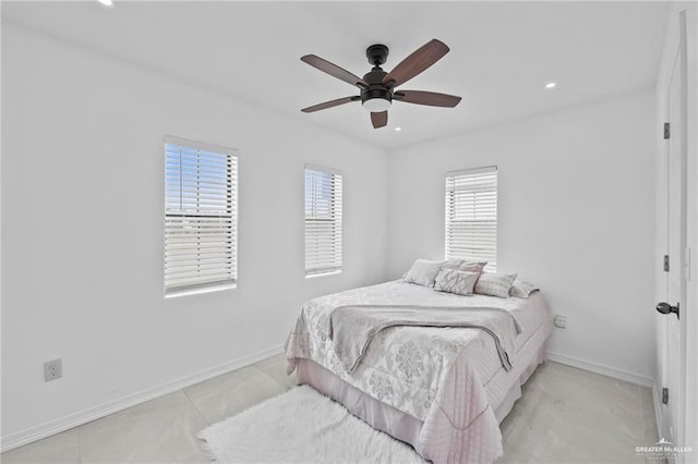 bedroom featuring ceiling fan