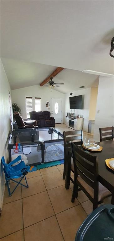 1319 Sago Palm St, Alamo, TX 78516 - tiled dining space featuring a ceiling fan