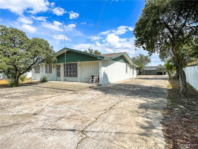 view of single story home