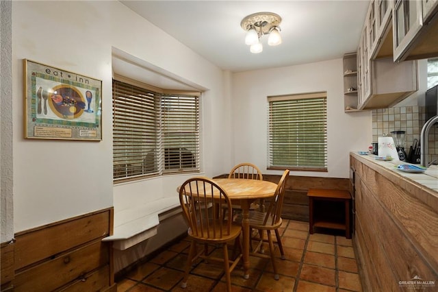 dining area featuring a chandelier