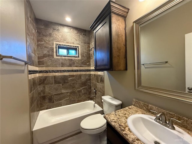 2315 N Ruby Dr, Edinburg, TX 78541 - bathroom featuring vanity, toilet, and shower / tub combination