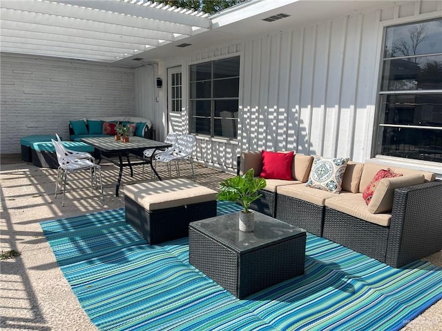 807 Walnut St, Mcallen, TX 78501 - view of patio with an outdoor hangout area and a pergola