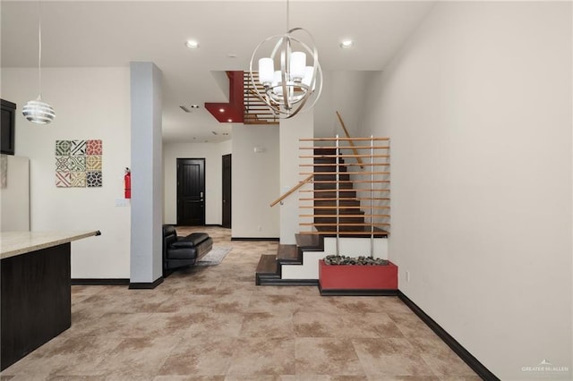 interior space with an inviting chandelier