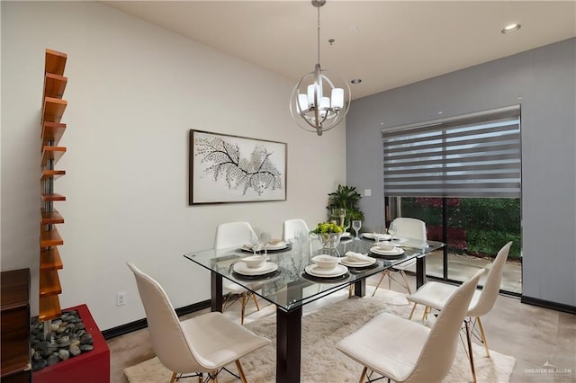 dining area featuring a chandelier