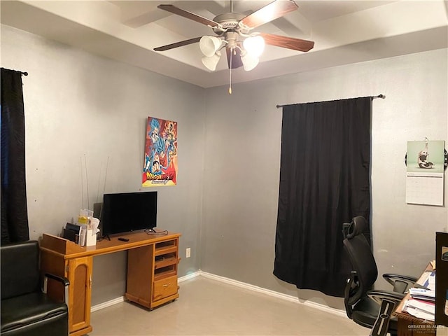 home office with ceiling fan