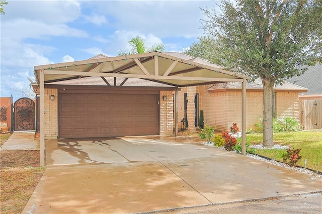 view of front of home with a carport and a garage