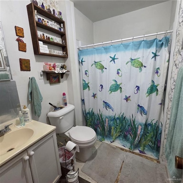 16073 S US Highway 281, San Benito, TX 78586 - bathroom with vanity, toilet, and a shower with shower curtain