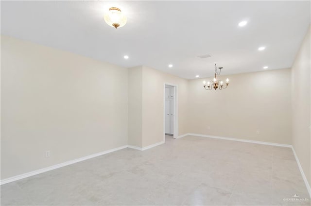 413 W Jonquil Ave, Mcallen, TX 78501 - spare room with a chandelier, recessed lighting, and baseboards