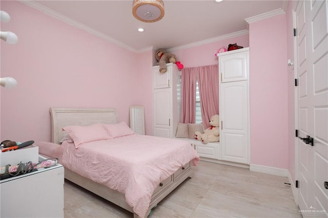 bedroom featuring crown molding