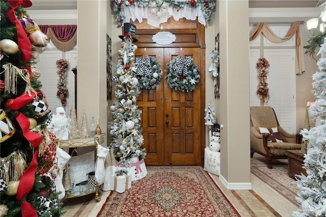 foyer entrance with crown molding