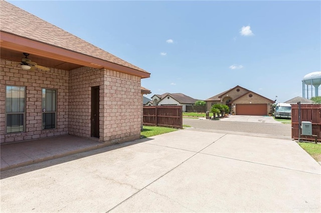 view of patio / terrace with a garage