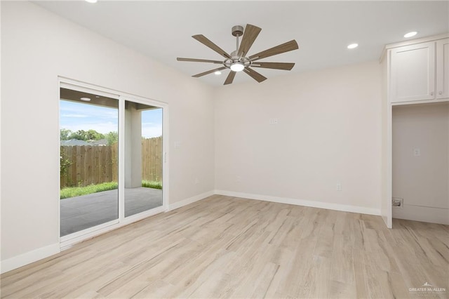2508 E Solar Dr, Mission, TX 78501 - spare room featuring light wood finished floors, a ceiling fan, recessed lighting, and baseboards