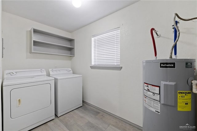 609 E Sprague St, Edinburg, TX 78539 - washroom with water heater, washing machine and clothes dryer, and light wood-style floors