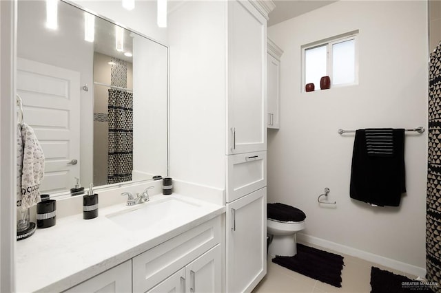 2306 Supreme Dr, Edinburg, TX 78542 - bathroom featuring vanity, a shower with shower curtain, and tile patterned floors