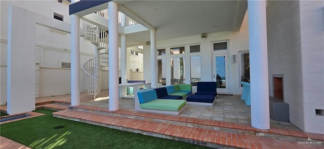 6518 Beach Dr, South Padre Island, TX 78597 - view of patio / terrace with stairway and an outdoor hangout area