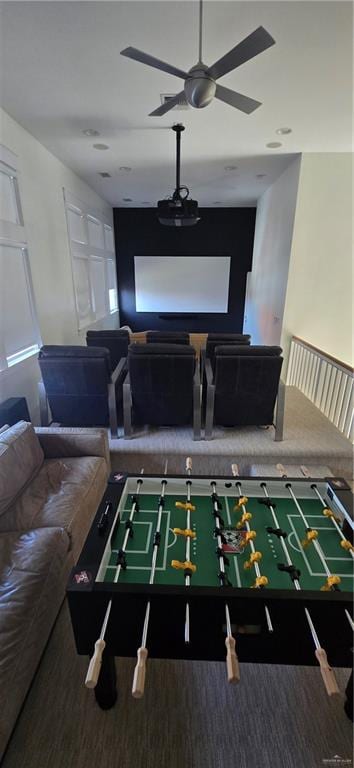 6518 Beach Dr, South Padre Island, TX 78597 - game room featuring carpet floors and a ceiling fan