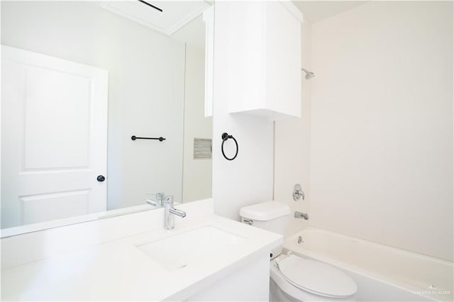 full bathroom with vanity, shower / bathtub combination, and toilet