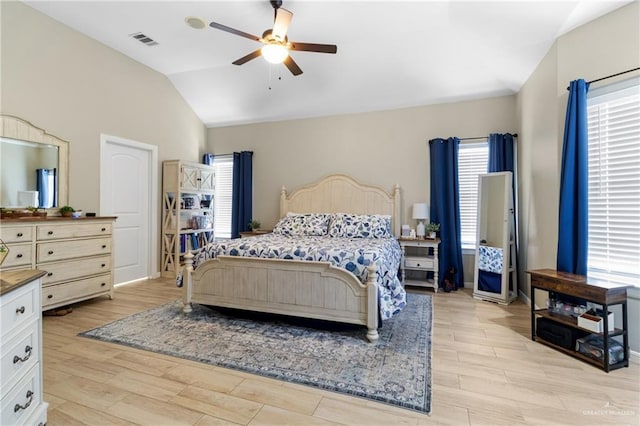 2003 N 44th Ln, Mcallen, TX 78501 - bedroom with vaulted ceiling, light wood-style flooring, and a ceiling fan