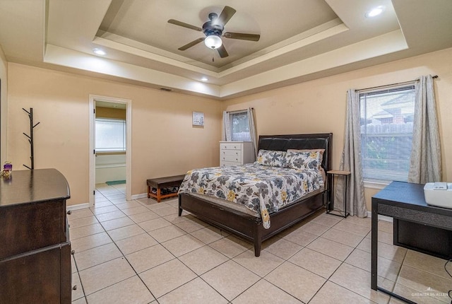 3831 Spicewood Dr, Edinburg, TX 78542 - bedroom with a raised ceiling and light tile patterned floors