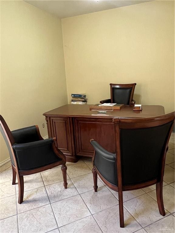 view of tiled home office