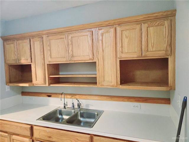 kitchen featuring sink and light brown cabinets