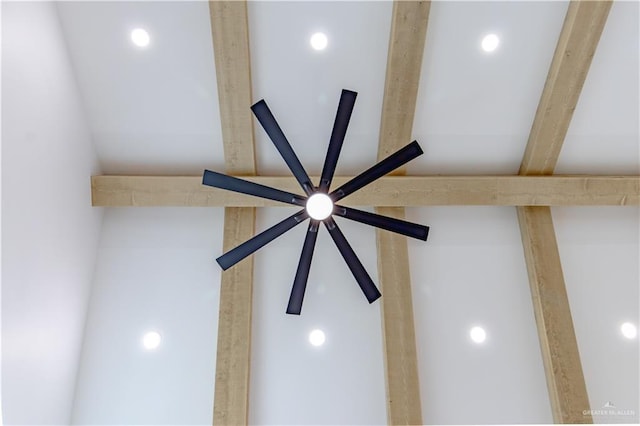 details featuring beam ceiling and recessed lighting