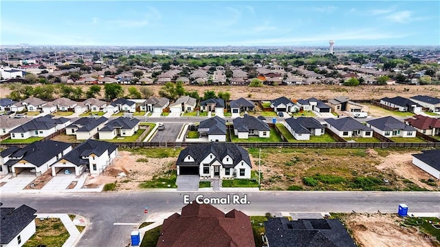 birds eye view of property with a residential view