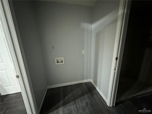 washroom with washer hookup and dark wood-type flooring