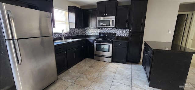 kitchen with backsplash, sink, and stainless steel appliances