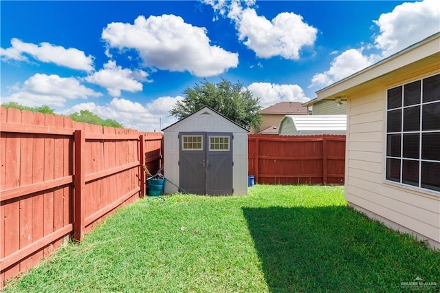 3707 Alvarado St, Edinburg, TX 78539 - fenced backyard featuring a storage shed