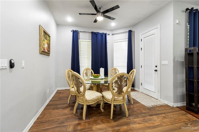 6614 Mile 7 Rd, Mission, TX 78573 - dining space featuring wood finished floors, a ceiling fan, baseboards, and recessed lighting
