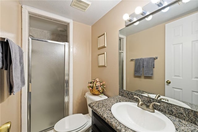 2315 E Sprague St, Edinburg, TX 78542 - full bath featuring a stall shower, vanity, toilet, and visible vents