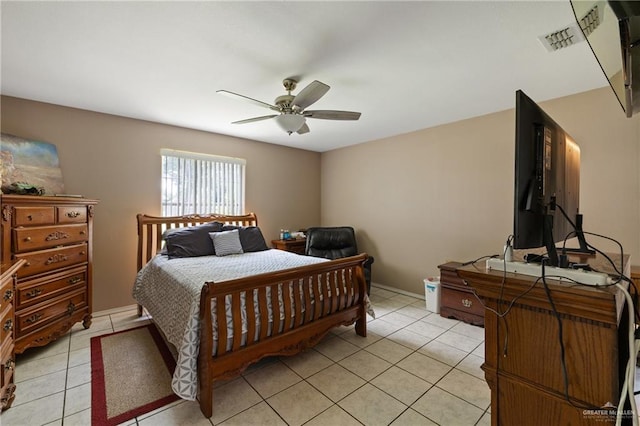 2315 E Sprague St, Edinburg, TX 78542 - bedroom featuring a ceiling fan, light tile patterned floors, and visible vents